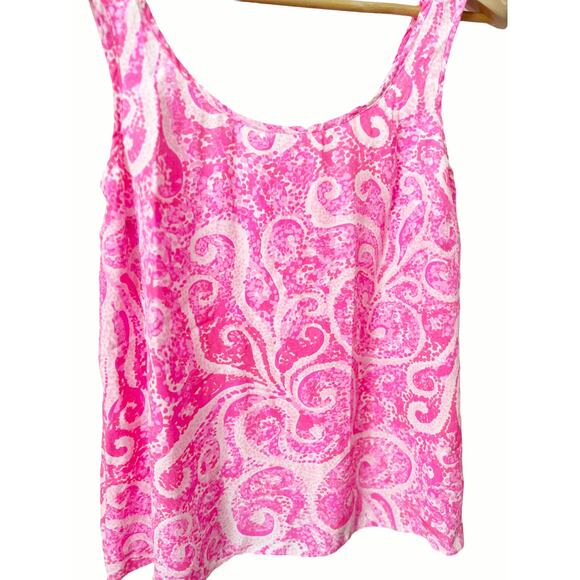 Lilly Pulitzer Pink Printed 100% Silk Sleeveless Scoop Neck Tank Top Size Small - Picture 2 of 8